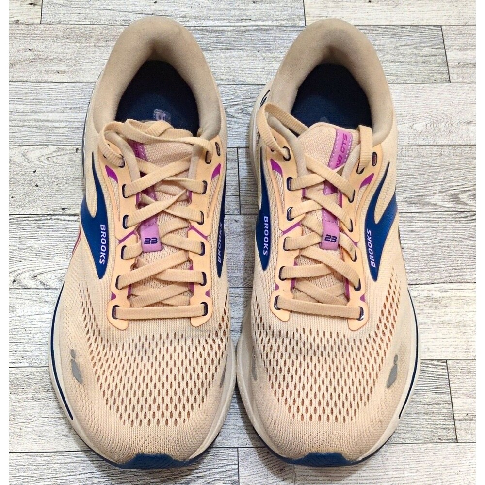 Brooks Adrenaline GTS 23 Women's Low Top Running Shoes Beige Blue size 11